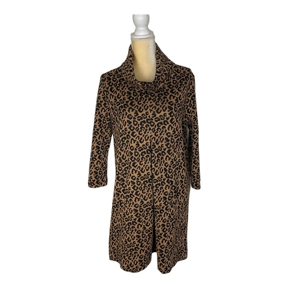 Tyler Boe Kim Cowl Neck Knit Dress Cheetah Animal Print‎ Size Large - Picture 2 of 12